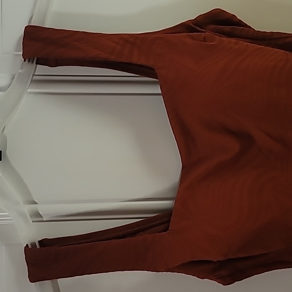 Textured Rust Orange 1pc Swimsuit - Picture 4 of 9